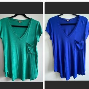 BORDEAUX LOT Relaxed V-Neck T-Shirts with Pocket Size Small